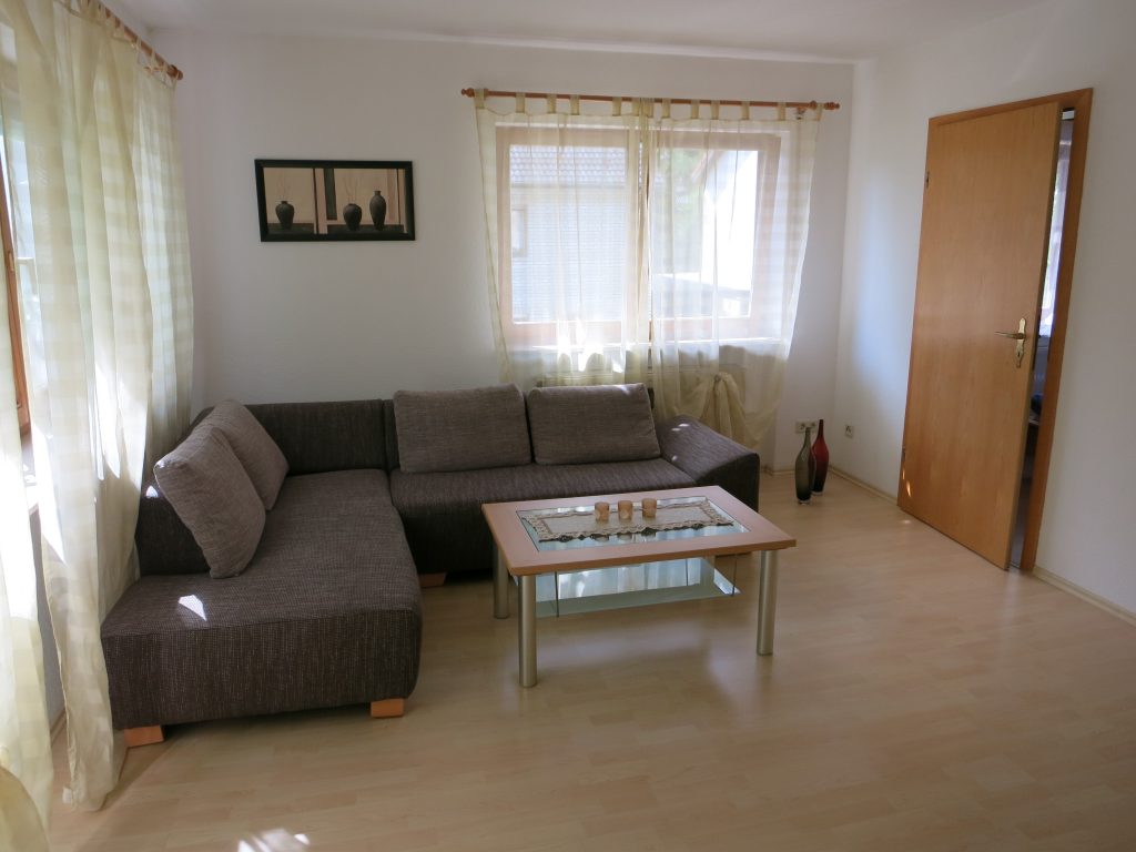 Bild des Wohnzimmer mit Couch der Ferienwohnung Rudolphi